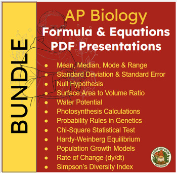 AP Biology Equations and Formula Sheet PDF Presentation Bundle cover